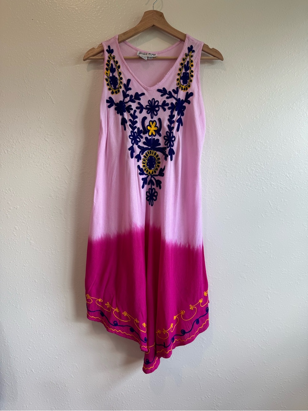 Jessica Taylor | Boho Embroidered Ombre Pink Dress | OS
